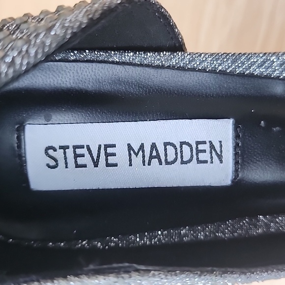 Steve Madden Proper Sequin Studded Gunmetal Silver Heel Size 9 NWOT - Picture 7 of 12